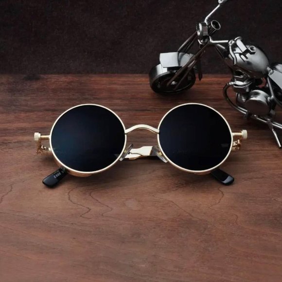 Vintage Steampunk Flip Sunglasses Retro Round Metal Sun Glasses for Men and Wome - Picture 1 of 4